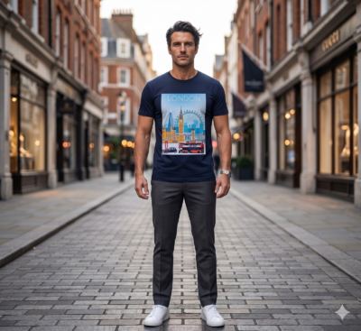 Men's Round Neck T-Shirt - Navy Blue