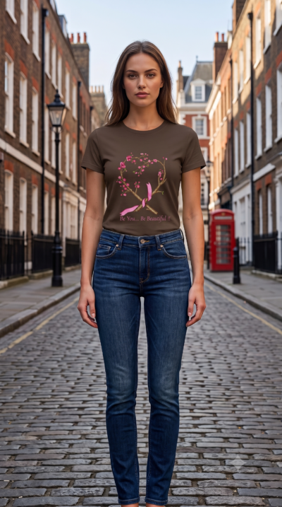 WOMEN'S - Round Neck T-SHIRT - BROWN