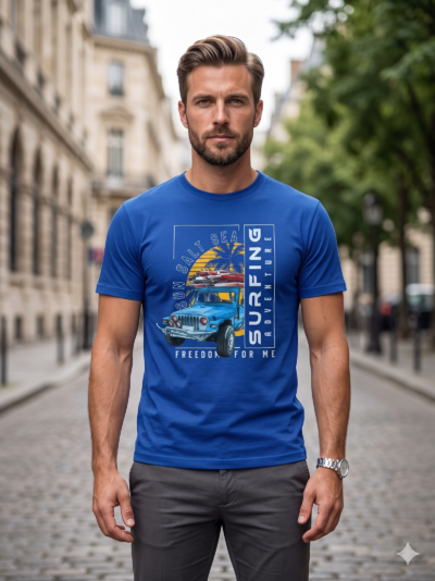 Men's Round Neck T-Shirt - Blue