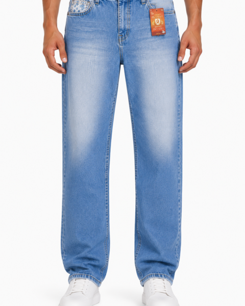 Light Blue Cotton-Rich Stretch Denim Jeans