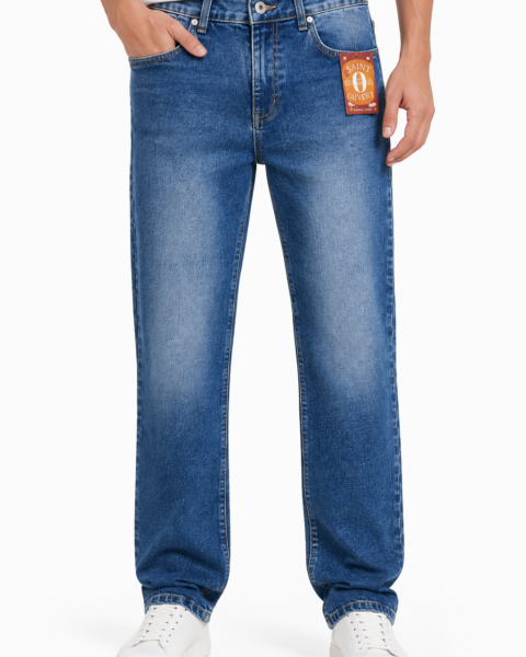 Medium Blue Cotton-Rich Stretch Denim Jeans