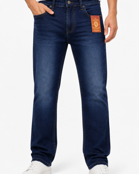 Dark Blue Cotton-Rich Stretch Denim Jeans
