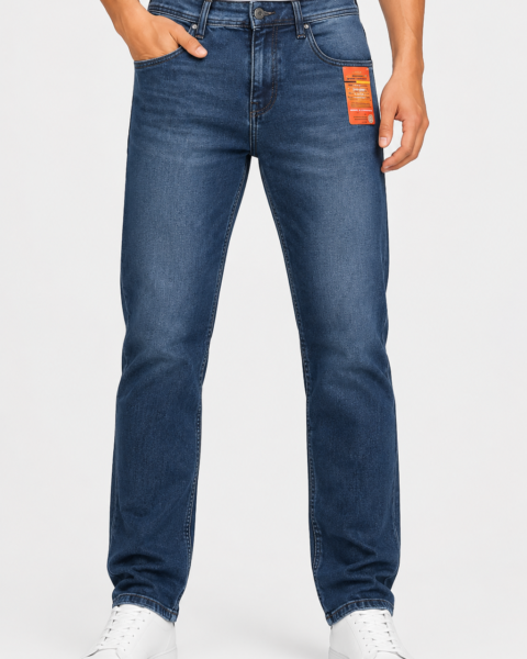 Teal Blue Cotton-Rich Stretch Denim Jeans
