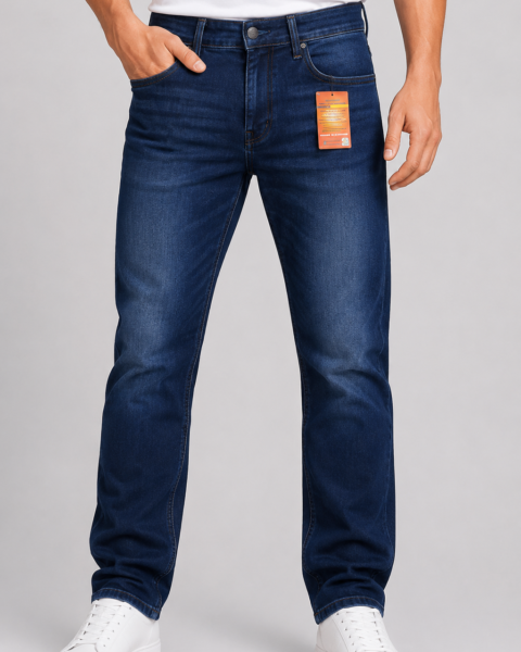 Medium Blue Cotton-Rich Stretch Denim Jeans