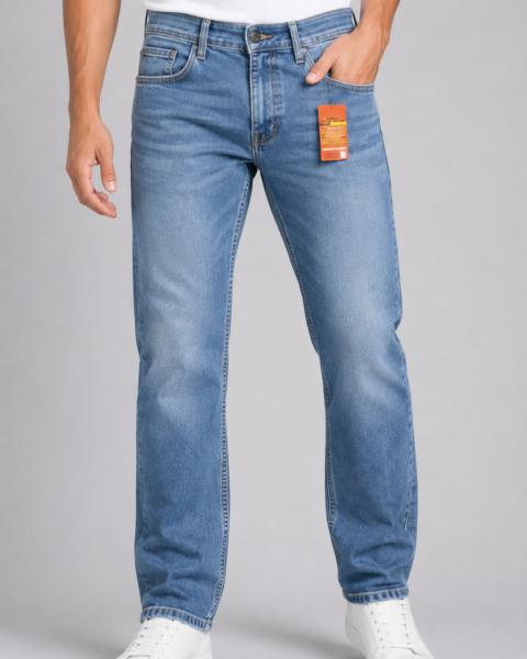 Light Blue Cotton-Rich Stretch Denim Jeans
