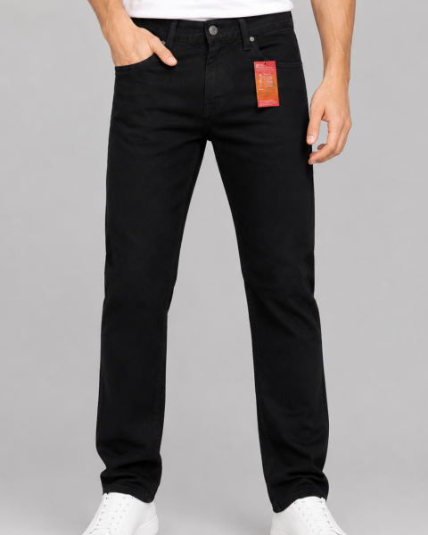 Jet Black Cotton-Rich Stretch Denim Jeans