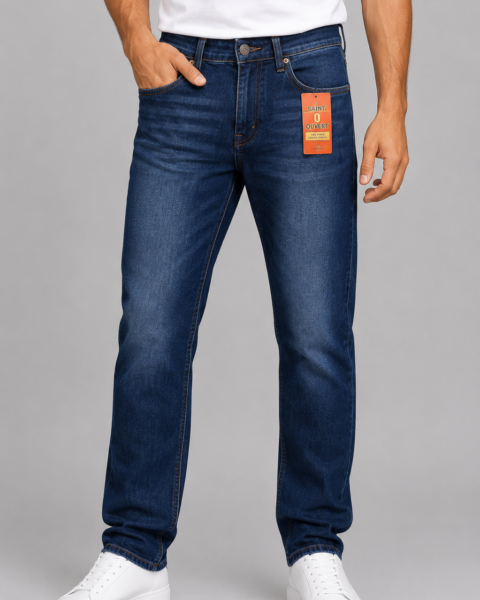 Indigo Cotton-Rich Stretch Denim Jeans