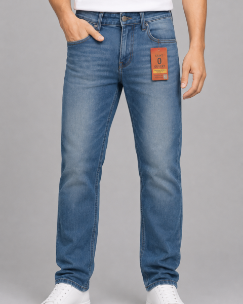 Tinted Blue Cotton-Rich Stretch Denim Jeans