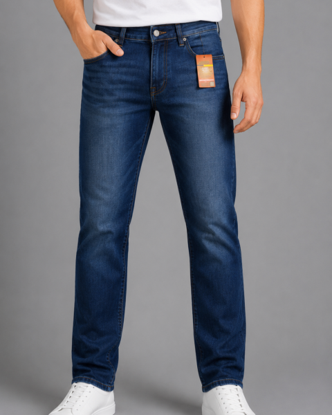 Indigo Cotton-Rich Stretch Denim Jeans