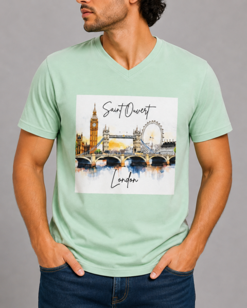 Mint Green Deep V-Neck Pure Cotton T-Shirt