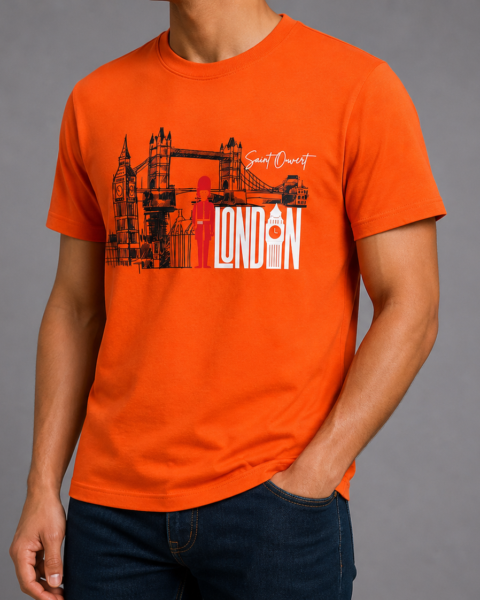 Orange Crew Neck Pure Cotton T-Shirt