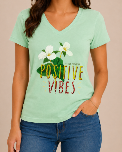 Mint Green Deep V-Neck Pure Cotton T-Shirt