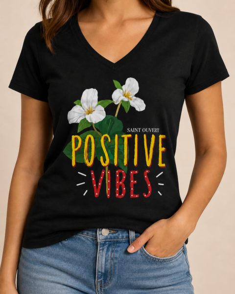 Black Deep V-Neck Pure Cotton T-Shirt
