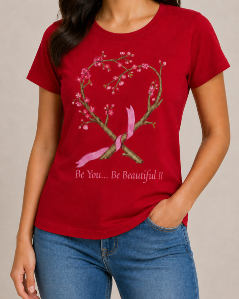 Red Crew Neck Pure Cotton T-Shirt