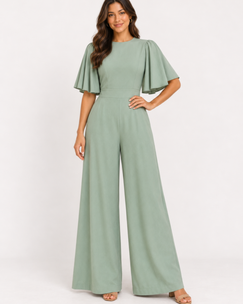Moss Green Moss Crepe Jumpsuit