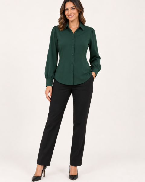 Dark Green Crepe Shirt