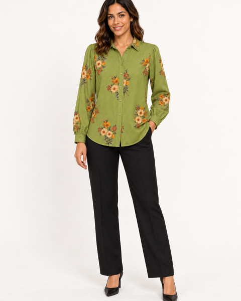 Bottle Green Crepe Shirt