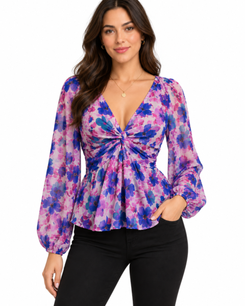 Purple Print Georgette Top