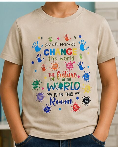 Grey Small Hands Printed Boys T-Shirts