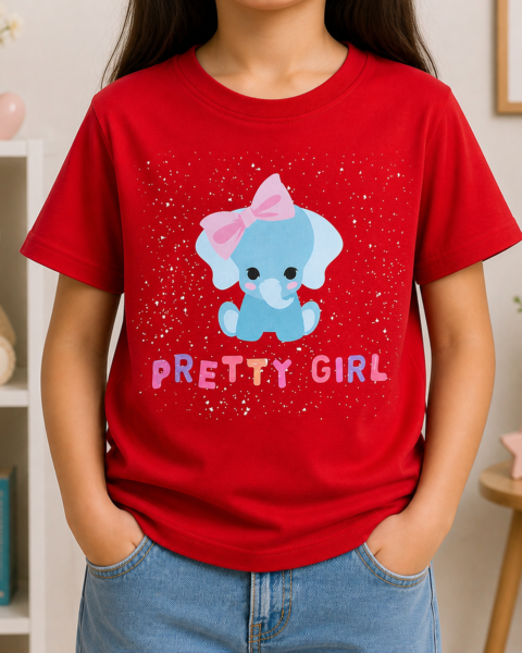 Red Pretty Girl Printed Girls T-Shirts