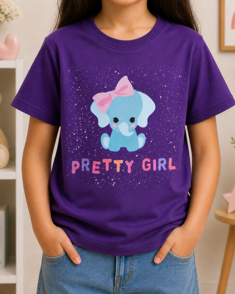 Purple Pretty Girl Printed Girls T-Shirts
