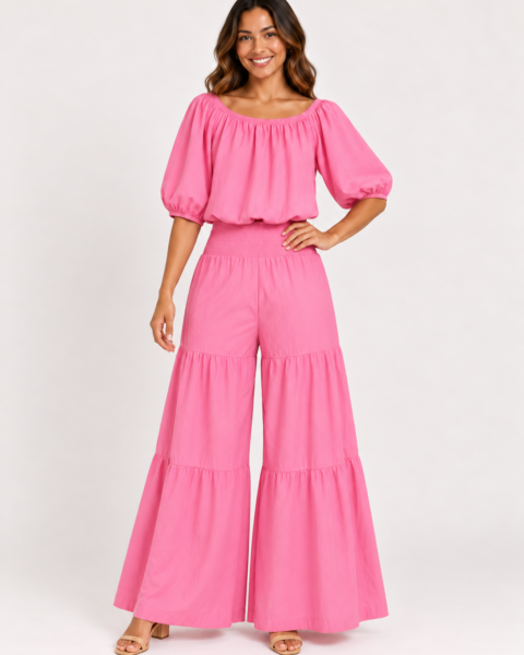 Baby Pink Moss Crepe Co-ord Set