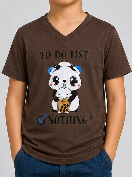 Chocolate Brown To do Nothing Printed Boys T-Shirts
